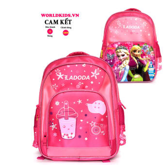 Balo đi học cho bé gái tiểu học, balo học sinh chính hãng LADODA hình trà sữa, Elsa