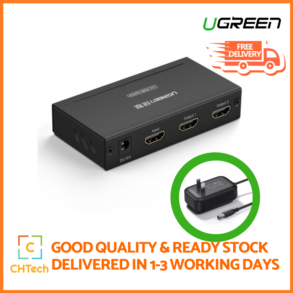 UGREEN HDMI Splitter 1 in 2 Out 4K@60Hz HDMI Splitter for Dual Monitors  with 1.7FT HDMI Cable Support HDCP 2.2 3D HDR EDID HDMI Adapter Only Mirror