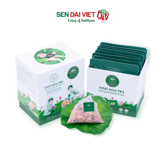 Trà Hoa Sen Cao Cấp- Tinh Hoa Trà, Thượng Phẩm Đệ Nhất Trà- 25g/Túi PYRAMID- Hộp 8 Gói- Sen Đại Việt - Sen Dai Viet Officicl Store