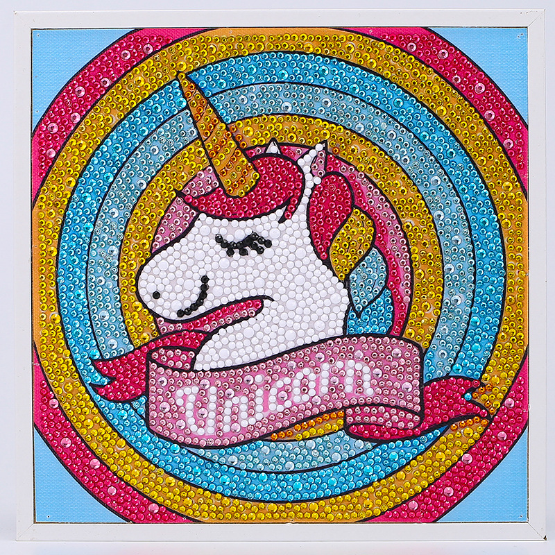 ( 20cm x 20cm) Unicorn - Gem Art Diamond Painting DIY craft for Kids with frame DIY Diamond painting Full Drill Kit for kids