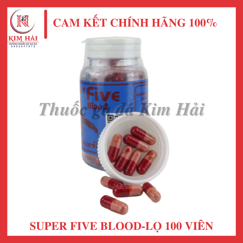 Super five blood-[lọ 100 viên]-[uống nuôi hằng ngày]-giúp gà tăng cơ,bổ gân,phục hồi cơ gân hiệu quả cho gà sau khi bệnh dậy,gà yếu gân.