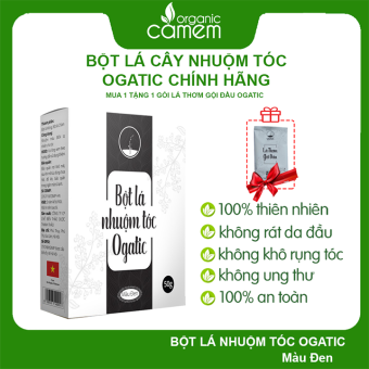 THUỐC NHUỘM TÓC BẠC THẢO DƯỢC NHUỘM TẠI NHÀ NHUỘM ĐEN AN TOÀN BỘT LÁ NHUỘM TÓC OGATIC - MÀU ĐEN