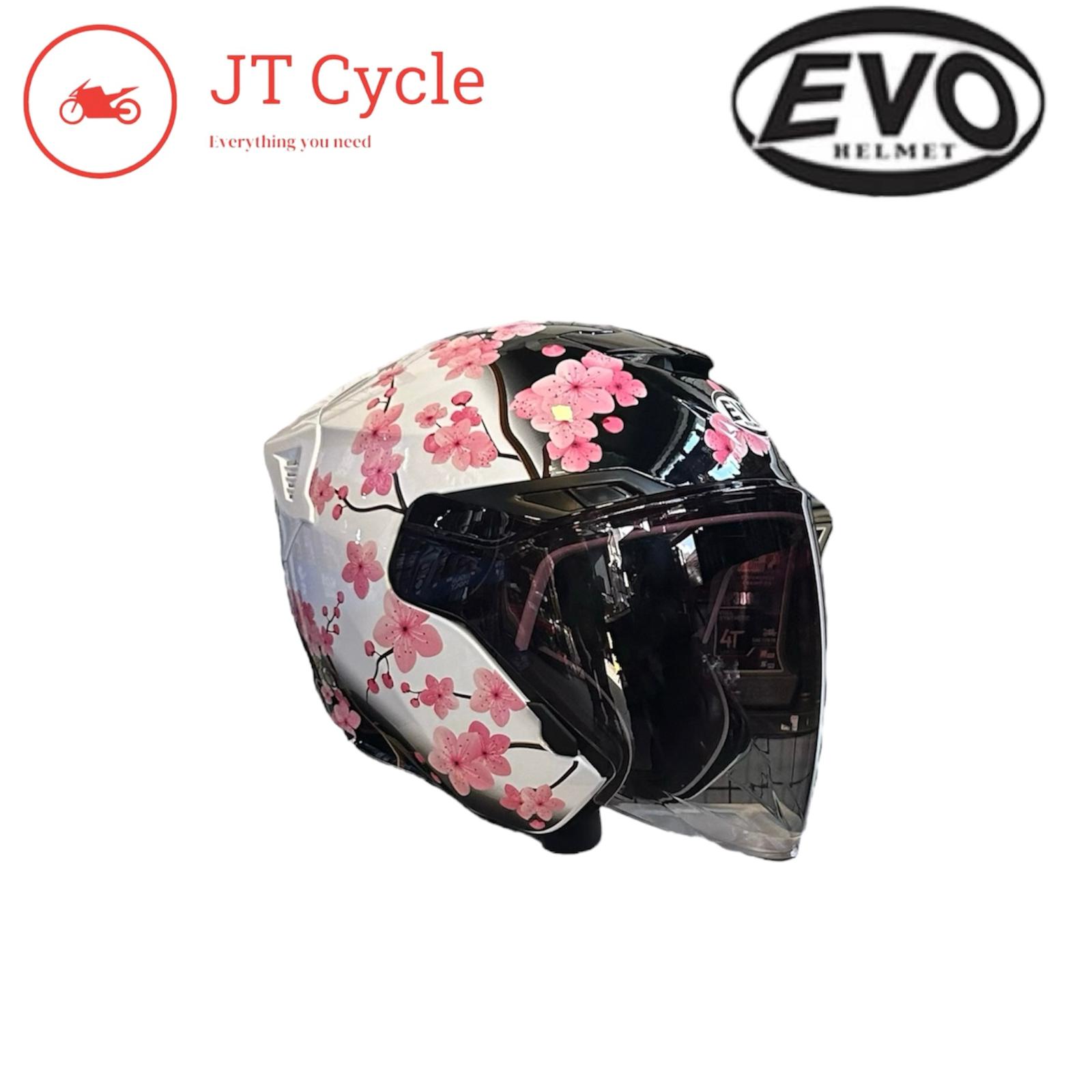 Evo RS9 Sakura Gloss White Blue PSB Approved Open Face Helmet