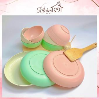 Bộ Bát đĩa lúa mạch, Chén dĩa lúa mạch đa năng kiểu dáng đẹp thân thiện với môi trường