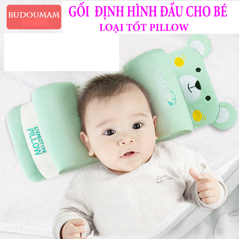 Gối chống bẹp đầu cho bé, Gối định hình đầu cho bé Gấu Bernie, Gối ngủ định hình đầu cho trẻ sơ sinh
