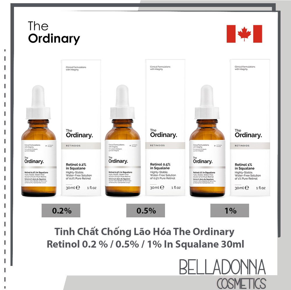 Tinh chất chống lão hóa the ordinary retinol 0.2% / 0.5% / 1% in squalane 30ml