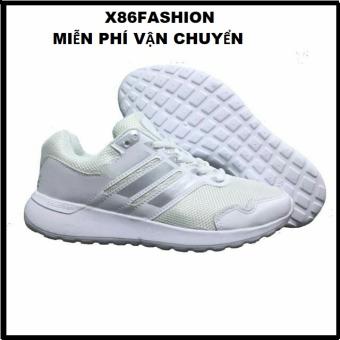 Giày thể thao nam nữ size 35 đến 44 trắng sọc bạc và đen sọc đen