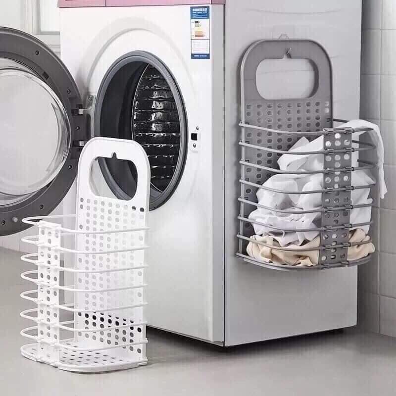 Giỏ nhựa đựng đồ đa năng treo tường gấp gọn. Giỏ treo đồ cạnh máy giặt