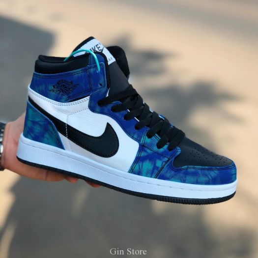 Giày Jordan 1 High Tie Dye Trắng Xanh Loang , giày thể thao xanh tie dye phong cách thời trang