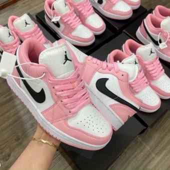 Giày thể thao Jordan cổ thấp 1 Low Hồng Trắng [FullBox + Tặng dây] Giày sneaker JD nữ màu hồng cổ thấp cực xinh mẫu hot