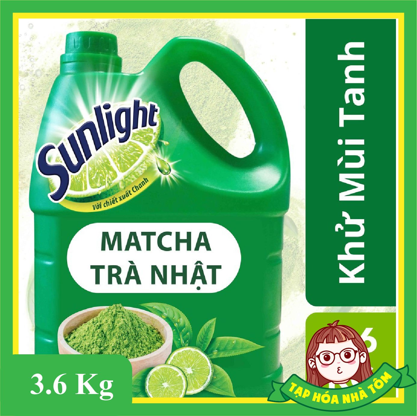 Nước rửa chén Sunlight Matcha Trà Nhật Can 3.6kg