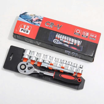 Bộ dụng cụ sửa chữa 12 chi tiết  8 - 24cm , Bộ Tuýp Đầu Khẩu 12 chi tiết mở bu lông đa năng