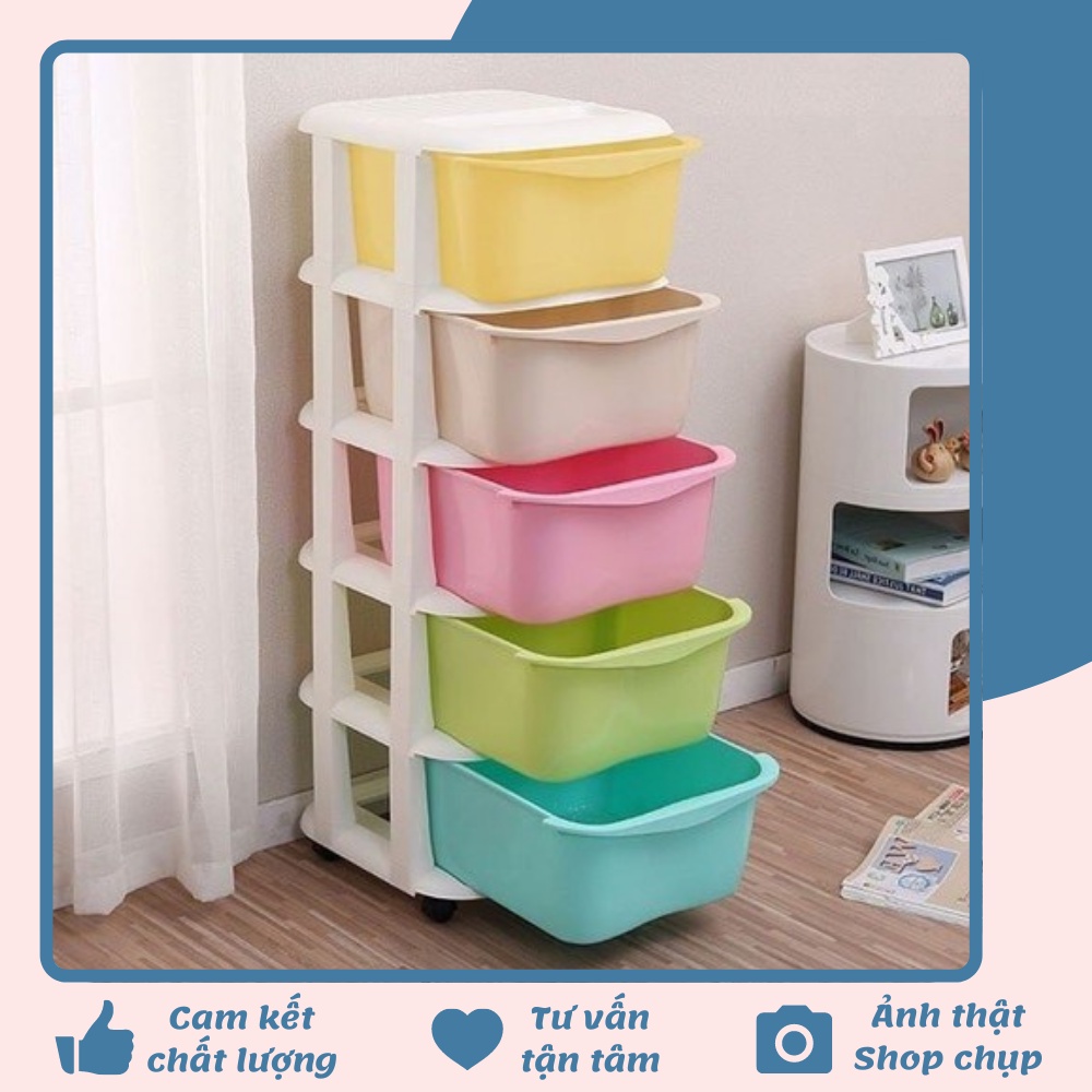 Tủ nhựa đa sắc ngăn kéo 5 tầng có bánh xe hàng Việt Nhật