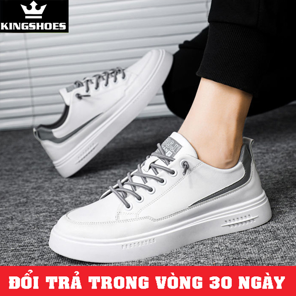 Giày nam thể thao sneaker KING SHOSE trắng đẹp cổ cao cho học sinh đi học đi làm cao cấp Mã GMT-1