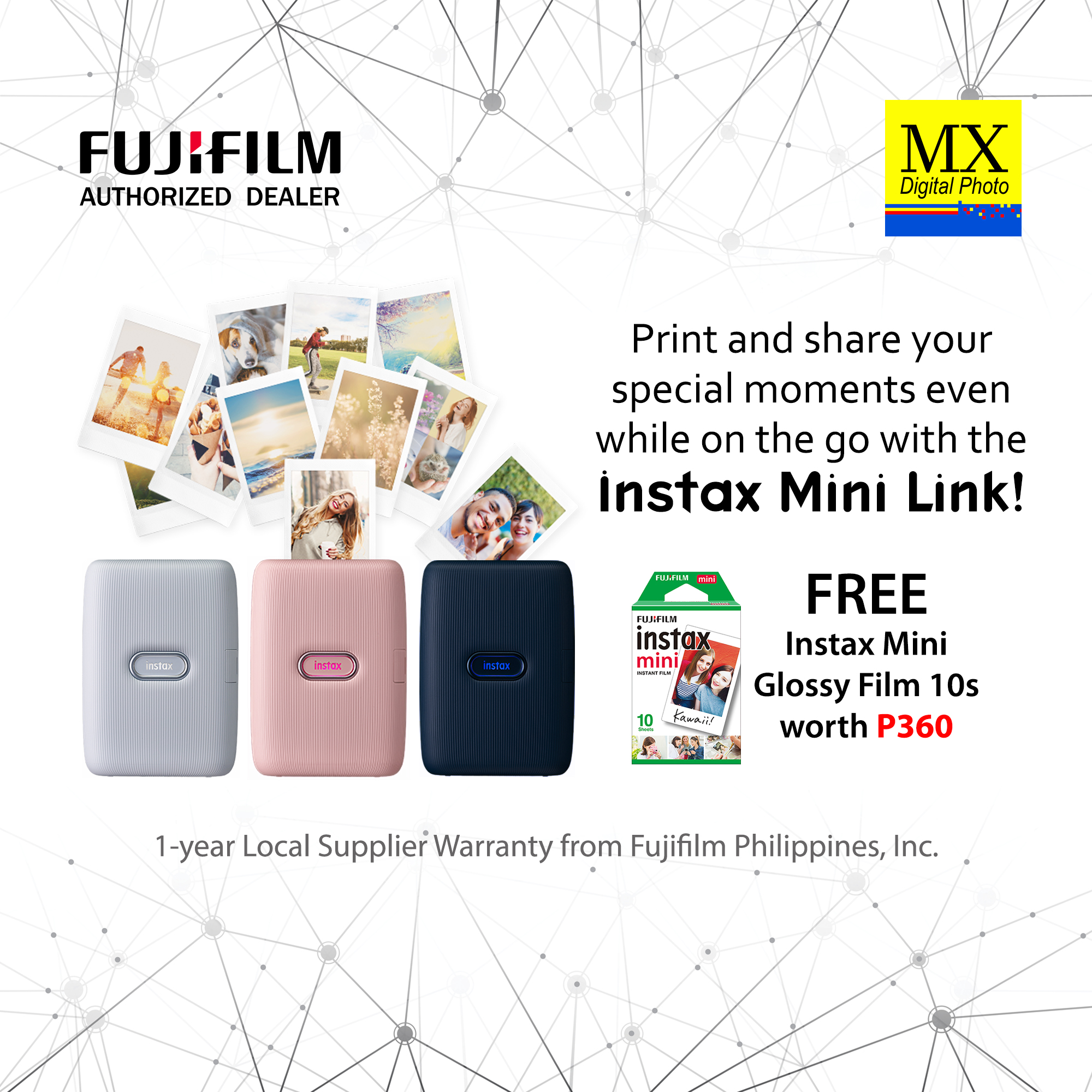 Authentic Fujifilm Instax Mini Link Smartphone Printer with FREE