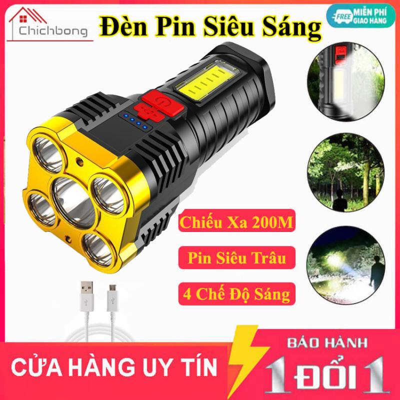 Đèn pin sạc mini cầm tay 5 bóng led siêu sáng  Đèn Pin Cầm Tay 5 Bóng Pro Siêu Sáng Tiện Ích Đèn Pin Cầm Tay 5 Bóng Siêu Sáng Tiện Ích, Đèn Pin cầm tay đèn pin siêu sáng 5 chế độ Chất Lượng, Giá Tốt 2022 - Lazada