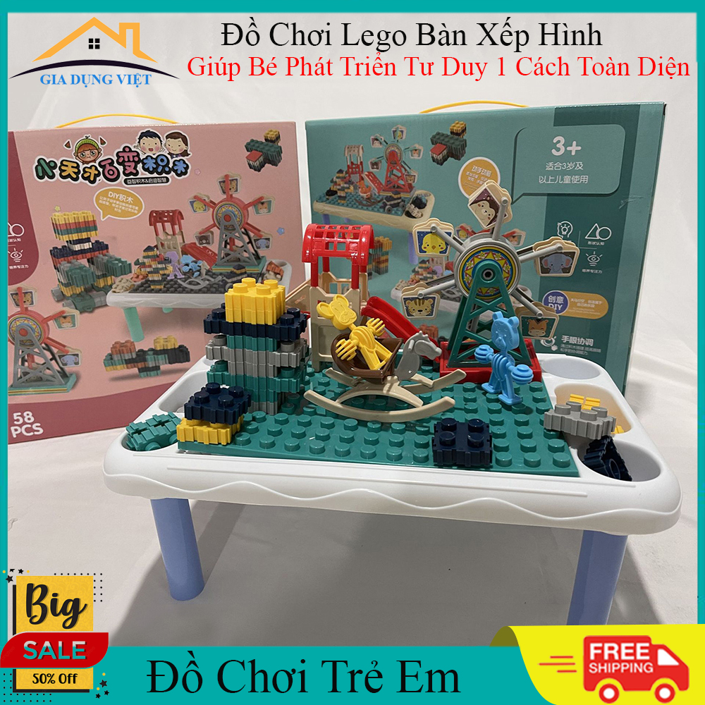 Đồ chơi trẻ em bàn xếp hình, bàn xếp chi tiết lớn giúp phát triển khả năng sáng tạo trí thông minh cho trẻ.