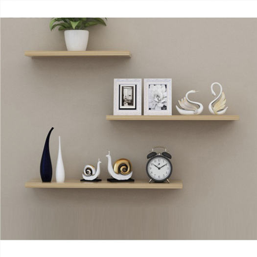 Kệ gỗ treo tường trang trí - Kệ bắt vít âm tường kèm phụ kiện-Combo 3 kệ Màu gỗ