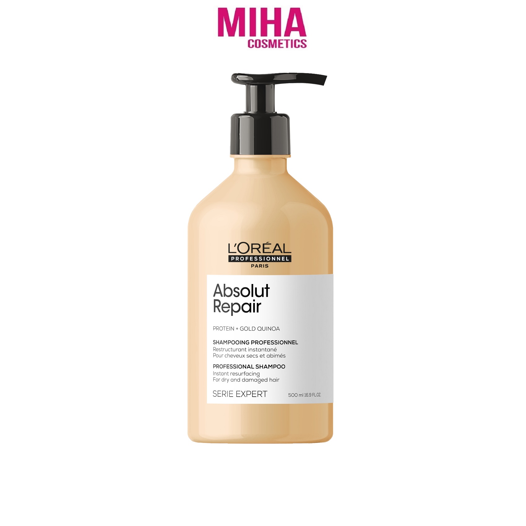 Dầu Gội Phục Hồi Tóc Hư Tổn LOreal Absolut Repair Instant Resurfacing Gold Quinoa Protein 500ml