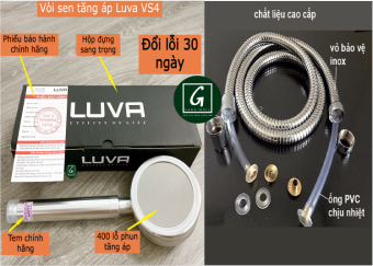 Combo Vòi Hoa Sen Tăng Áp Luva VS4 Kèm Dây Sen Inox 304, BH 1 Năm, Đổi Lỗi 30 Ngày,Lõi Đồng,Chống Xoắn