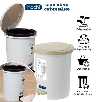 thùng rác đạp chân tròn - sọt rác đạp chân tròn inochi chất liệu nhựa nguyên sinh cao cấp phủ Ag+ kháng khuẩn khử mùi dùng cho gia đình, phòng khách, phòng bếp, văn phòng, công sở