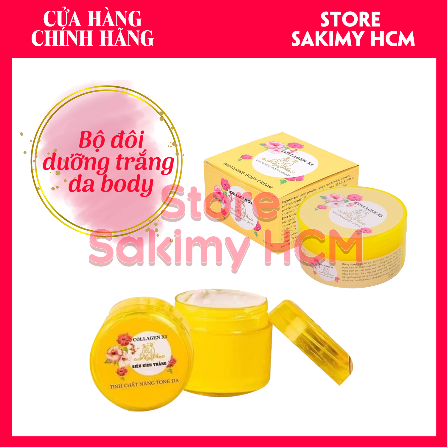 Kem trắng da body collagen X3 và kích trắng collagen X3