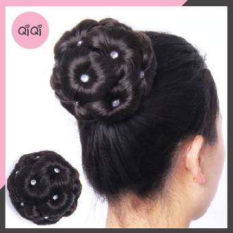 Búi tóc giả đẹp trung niên Cao Cấp-Búi hoa giả đính đá thời trang Qiqishop