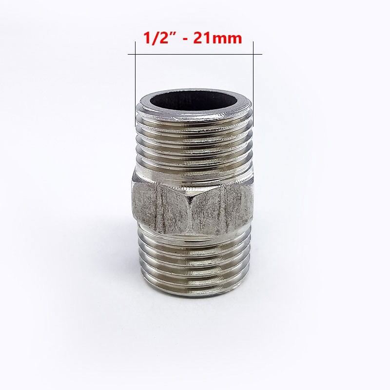 Kép nối inox 1/2- ren 1/2 21mm kép inox kẹp thước 20mm chuẩn
