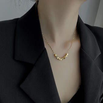 Vòng Cổ Vuông Không Phai Màu Bằng Thép Titan Toàn Thân, Áo Len Nữ Xương Đòn Phong Cách Mới, Chuỗi Dài Đa Năng Khăn Choàng Cổ