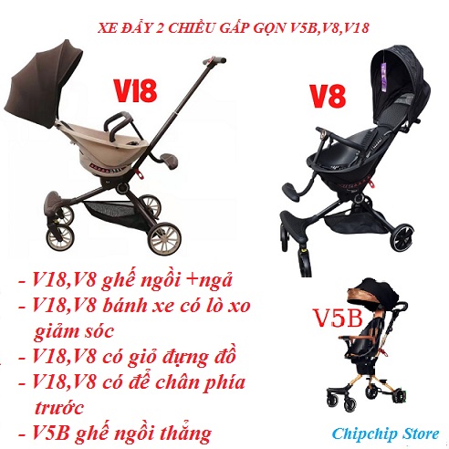 Xe đẩy gấp gọn v18,v8,v5b baobaohao đảo 2 chiều,xoay 360 độ .hàng chính hãng .bảo hành 12 tháng