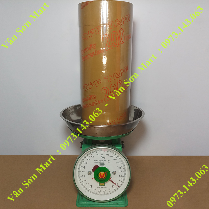 Cây băng keo đục 200y - 06 cuộn - 4.65f - 50mic, lõi giấy 0.5cm - 1.8kg