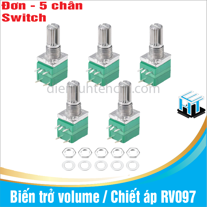 Biến trở volume 5 chân/ Chiết áp RV097NS đơn 5 chân có công tắc