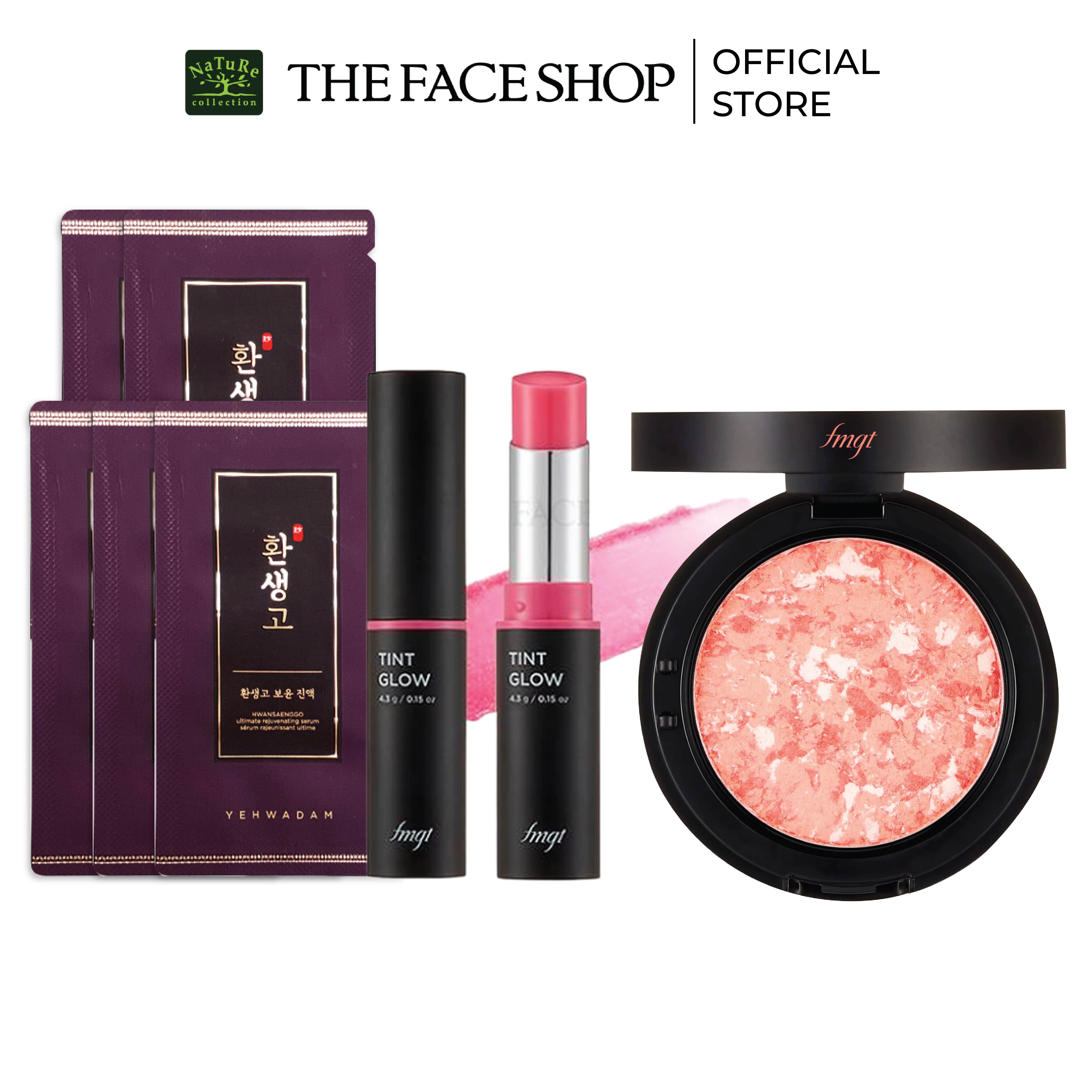 Combo má hồng 02 thefaceshop 7g+son dưỡngthefaceshop 4.3g+tinh chất thefaceshop 1.5gx5