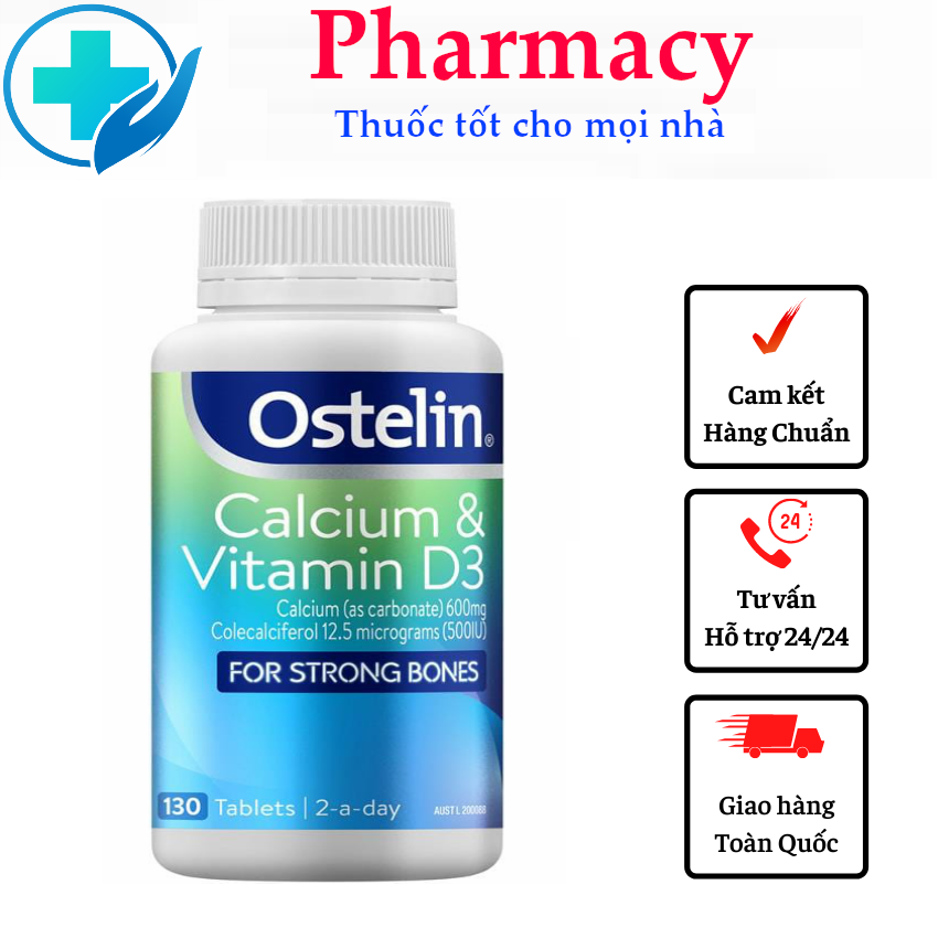 Ostelin calci vitamin d3 130 viên -calci ostelin bầu 130v, hàng mới