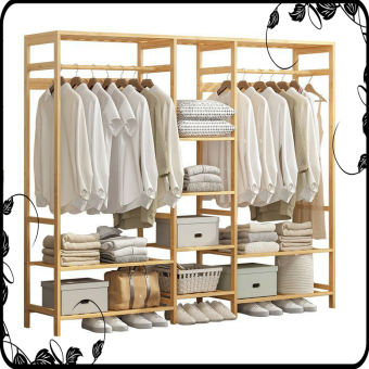 Tủ treo quần áo gỗ tre mẫu lớn 145x30x165cm, giàn treo quần áo,cây treo quần áo, kệ treo quần áo, tủ quần áo