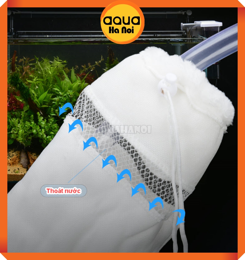 Túi lọc cặn bẩn bể cá 2 lớp chống tràn 18*48cm dùng cho bể cá tép cảnh/ hồ thủy sinh