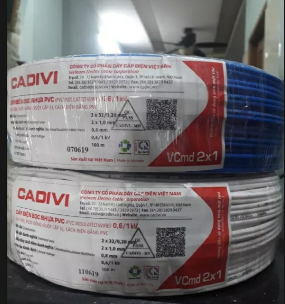 Dây điện đôi 2x1 cadivi cuộn 100 mét