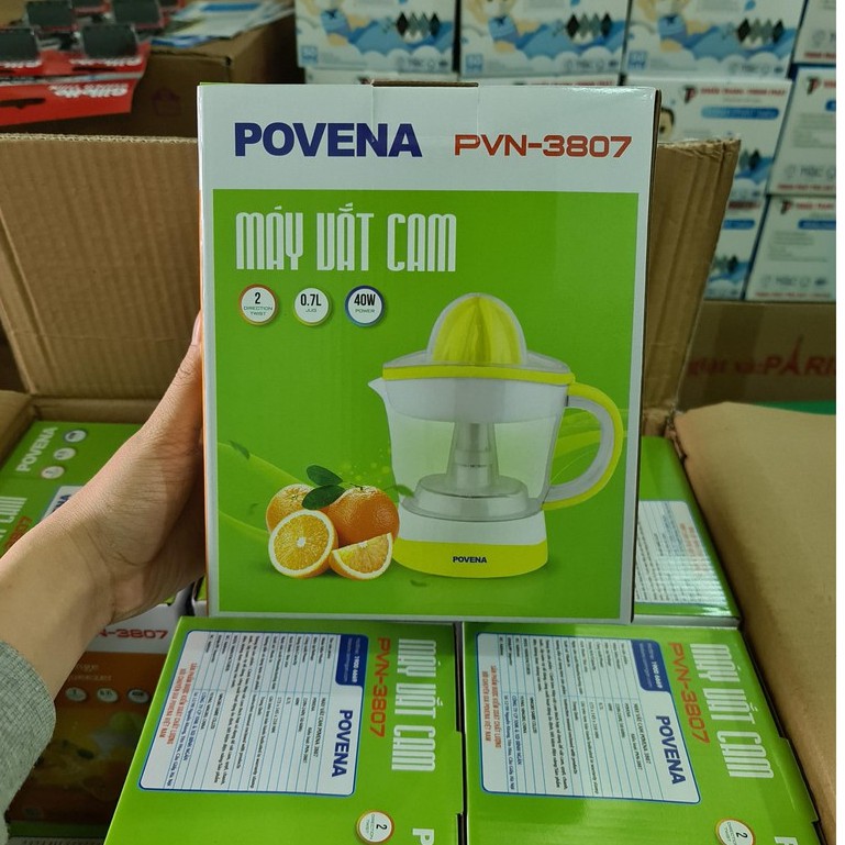 Máy vắt cam 🎯 POVENA 🎯 Máy ép cam chính hãng bảo hành 12 tháng với dung tích 0,7 lít PVN-3807