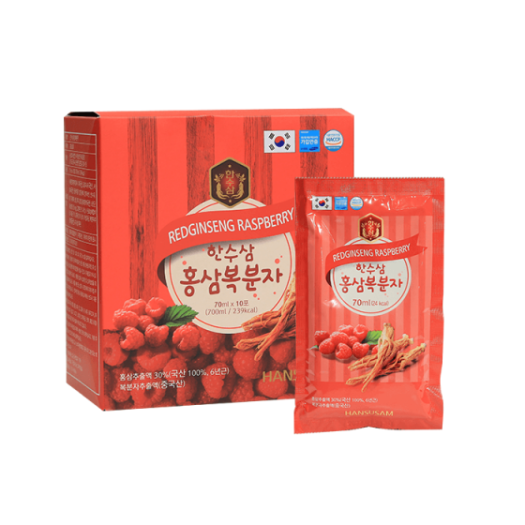 Nước Chiết Xuất Phúc Bồn Tử Hồng Sâm HANSUSAM Hộp 20 Gói x 70ml - Quà Biếu - Tăng cường sức khỏe