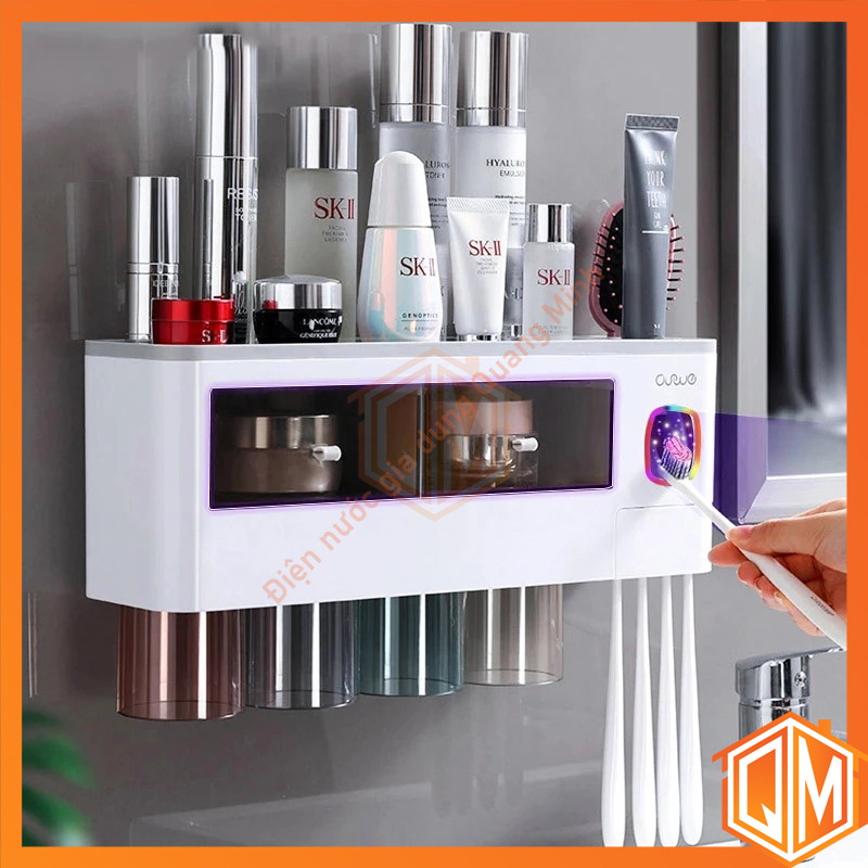 Bộ nhả kem đánh răng dán tường tự động - Bộ 4 cốc