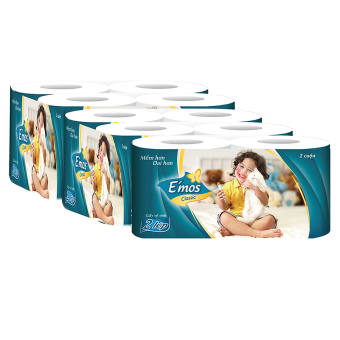 1 lốc 10 cuộn giấy vệ sinh E'mos màu xanh,cực rẻ ,mịn,đẹp