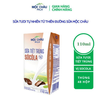 Thùng 48 hộp Sữa tươi tiệt trùng Vị Socola 110ml Mộc Châu Milk