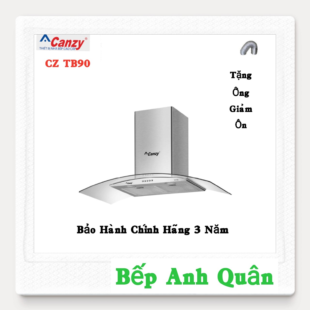 Máy khử mùi kính cong dài 90cm canzy cz tb90
