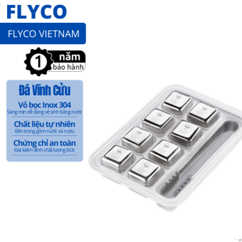 Đá Lạnh Vĩnh Cửu không tan bằng Inox 304 Cao Cấp Loại To, bên trong gồm nước tinh khiết giữ nhiệt lâu, Đạt Chứng Chỉ An Toàn Đức 4 Viên Flyco - Hàng Chính Hãng