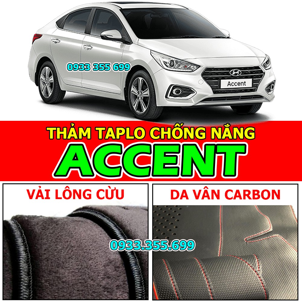 Thảm taplo hyundai accent bằng nhung lông hoặc da vân carbon, da vân gỗ