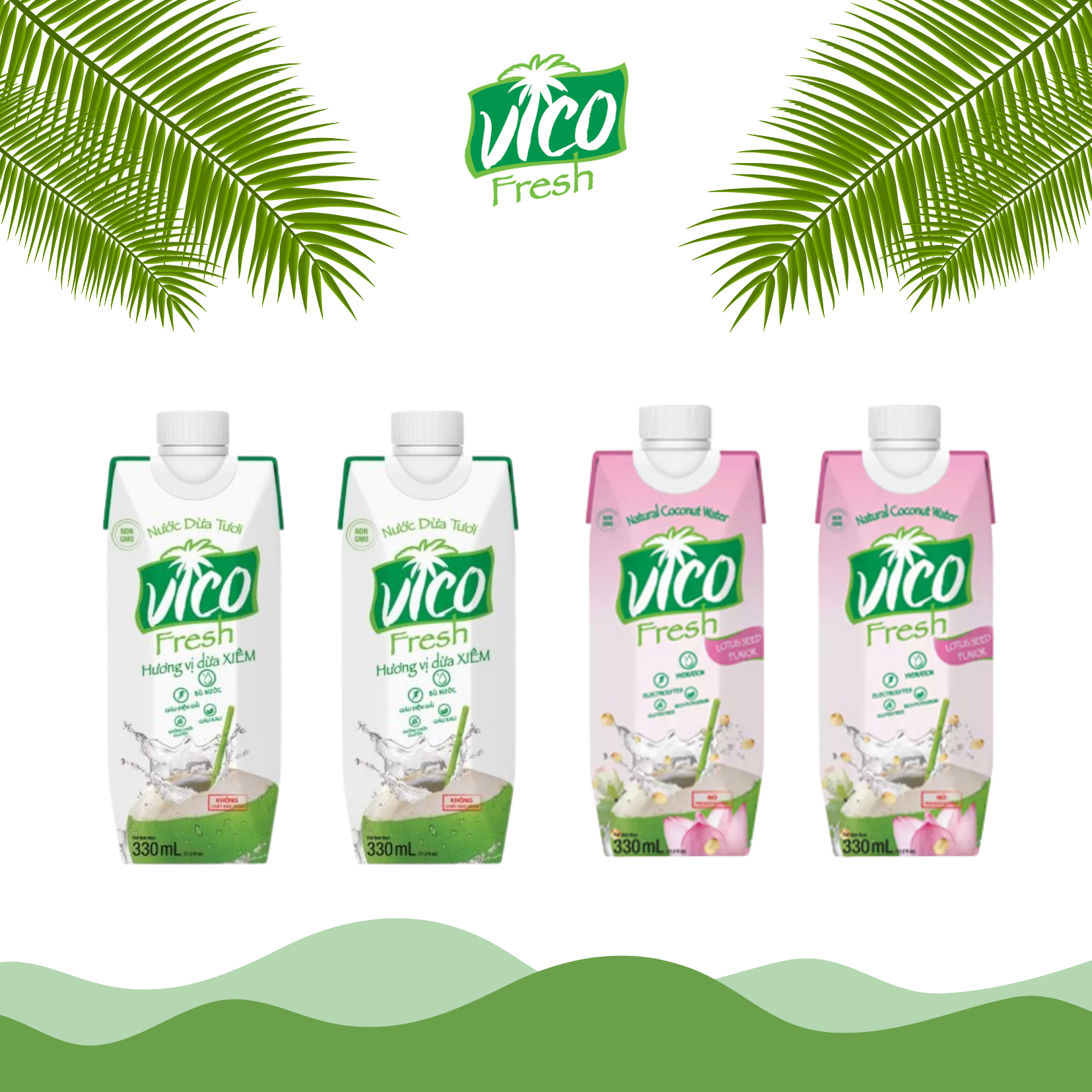 Combo 4 hộp nước dừa vico fresh 330ml