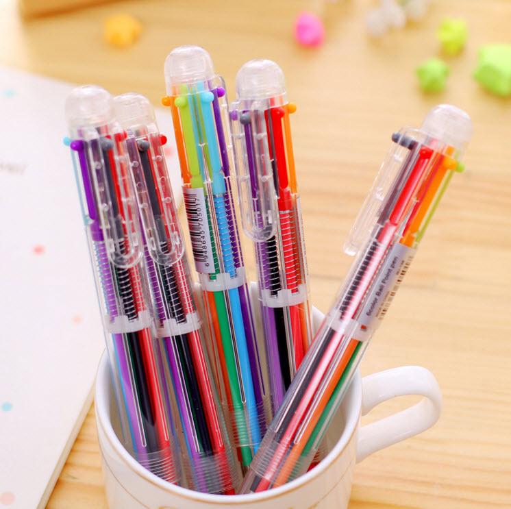 ลองดูภาพสินค้า ปากกาลูกลื่น หลายสี 6สี หลากสี แท่งใส สวยมากๆ ปากกา