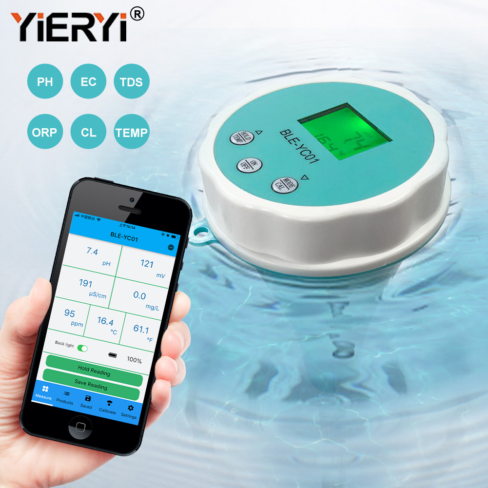 Yieryi máy đo ph/tds/ec/orp/cl/temp 6 trong 1 máy đo chất lượng nước máy đo clo cho nước uống bể cá máy đo ph
