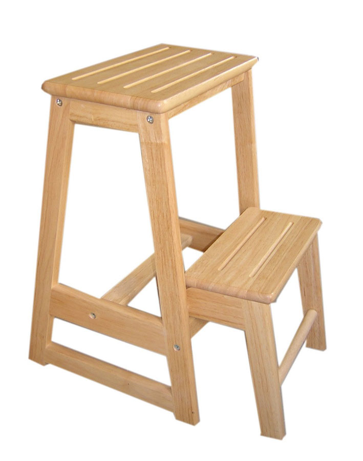 Ghế bậc thang 2 tầng tiện dụng bằng gỗ caosu siêu bền Đức Thành, ghế gỗ thắp hương, lấy đồ, bậc thang gấp gọn bằng gỗ