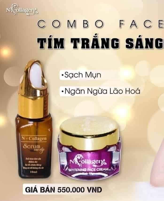 COMBO WHITENING FACE CREAM - SERUM CAO CẤP NCOLLAGEN, Giảm Mụn, Mờ Nám, Tàn Nhang Hàng Chính Hãng [HCM]
